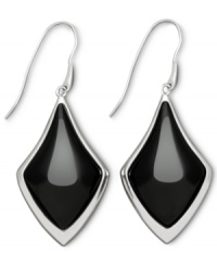 Smooth, polished & sophisticated. These sleek drop earrings feature onyx gemstones (28-1/2 ct. t.w.) set in sterling silver on french wire. Approximate drop: 2 inches. Smooth, polished & sophisticated. These sleek drop earrings feature onyx gemstones (28-1/2 ct. t.w.) set in sterling silver on french wire. Approximate drop: 2 inches.