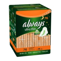 Always Ultra Overnight With Wings, Unscented Thin Pads 76 Count Always Ultra Overnight With Wings, Unscented Thin Pads 76 Count