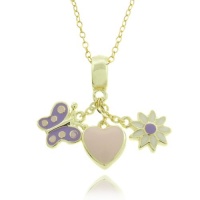 Lily Nily 18k Gold Overlay Children's Enamel Dangle Charms Pendant Necklace Lily Nily 18k Gold Overlay Children's Enamel Dangle Charms Pendant Necklace