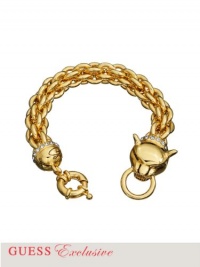 GUESS Women's Gold-Tone Cougar-Closure Link Bracelet, GOLD GUESS Women's Gold-Tone Cougar-Closure Link Bracelet, GOLD