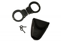 Black Hinged Heavy Duty Handcuffs With Pouch & Keys Good Quality Black Hinged Heavy Duty Handcuffs With Pouch & Keys Good Quality