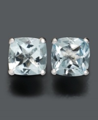 Cool, ocean blue. Adorn your ears with these brilliant cushion-cut aquamarine stud earrings (1-5/8 ct. t.w.). Cool, ocean blue. Adorn your ears with these brilliant cushion-cut aquamarine stud earrings (1-5/8 ct. t.w.).