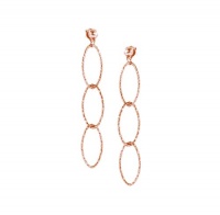 Rose Gold Plated Sterling Silver Oval Diamond Cut Link Earrings Rose Gold Plated Sterling Silver Oval Diamond Cut Link Earrings