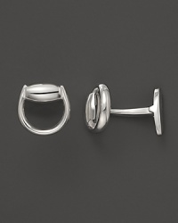 Equestrian-inspired cufflinks in sterling silver from Gucci. Equestrian-inspired cufflinks in sterling silver from Gucci.