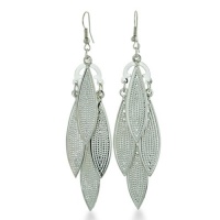 MULTI PR SHAPED DISC SILVER EAR Studded Silver Tone Marquise Shaped Dangle Earrings MULTI PR SHAPED DISC SILVER EAR Studded Silver Tone Marquise Shaped Dangle Earrings