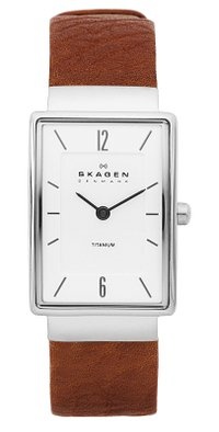 Skagen White Dial Stainless Steel Tan Leather Mens Watch 434LTLDW Skagen White Dial Stainless Steel Tan Leather Mens Watch 434LTLDW