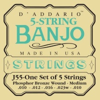 D'Addario J55 5-String Banjo Strings, Phosphor Bronze, Medium, 10-23 D'Addario J55 5-String Banjo Strings, Phosphor Bronze, Medium, 10-23