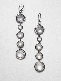 From the Wicked Collection. A long and elegant style with faceted clear quartz stones in blackened sterling silver accented with dazzling diamonds. Black rhodium-plated sterling silverClear quartzDiamonds, .09 tcwDrop, about 1Hook backImported 