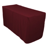 LinenTablecloth 4 ft. Fitted Polyester Tablecloth Burgundy LinenTablecloth 4 ft. Fitted Polyester Tablecloth Burgundy