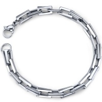 Smooth Style: Mens Stainless Steel Double Rectangular Link Bracelet Smooth Style: Mens Stainless Steel Double Rectangular Link Bracelet