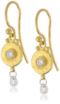 GURHAN Droplet White Diamond Briolette On Granulated Hook Earrings GURHAN Droplet White Diamond Briolette On Granulated Hook Earrings