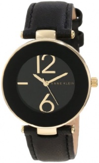 Anne Klein Women's AK/1064BKBK Gold Tone Black Leather Strap Watch Anne Klein Women's AK/1064BKBK Gold Tone Black Leather Strap Watch