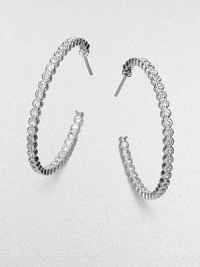 Beautiful bezel set stones in a classic hoop design, perfect for all your favorite earring charms. White sapphireRhodium-plated sterling silverLength, about 1.18Post backImported Beautiful bezel set stones in a classic hoop design, perfect for all your favorite earring charms. White sapphireRhodium-plated sterling silverLength, about 1.18Post backImported