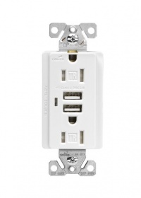 Cooper Wiring Devices TR7745W-BOX Combination USB Charger with Tamper Resistant Receptacle and Box, 15-Amp, White Finish Cooper Wiring Devices TR7745W-BOX Combination USB Charger with Tamper Resistant Receptacle and Box, 15-Amp, White Finish