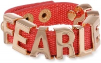 BCBGeneration Red Canvas and Rose Gold Fearless Affirmation Bracelet BCBGeneration Red Canvas and Rose Gold Fearless Affirmation Bracelet
