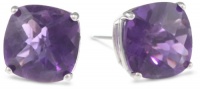 10k White Gold Amethyst Checkerboard Cushion Stud Earrings (8mm , 3.80 cttw) 10k White Gold Amethyst Checkerboard Cushion Stud Earrings (8mm , 3.80 cttw)