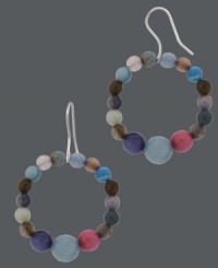 Infuse your look with party-perfect color! Avalonia Road's Brasilian-inspired drop hoop earrings feature brightly-colored fire agate beads (10 ct. t.w.) in a sterling silver french wire setting. Approximate drop length: 2-1/4 inches. Approximate drop width: 1-1/2 inches. Infuse your look with party-perfect color! Avalonia Road's Brasilian-inspired drop hoop earrings feature brightly-colored fire agate beads (10 ct. t.w.) in a sterling silver french wire setting. Approximate drop length: 2-1/4 inches. Approximate drop width: 1-1/2 inches.