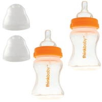 Thinkbaby 2 Pack BPA Free Vented Baby Bottles, 5 Ounce, Natural/Orange Thinkbaby 2 Pack BPA Free Vented Baby Bottles, 5 Ounce, Natural/Orange