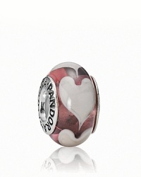 Artful and elegant heart motifs light up your bracelet in bright murano glass. Logo-engraved sterling silver trim displays the PANDORA signature. Artful and elegant heart motifs light up your bracelet in bright murano glass. Logo-engraved sterling silver trim displays the PANDORA signature.