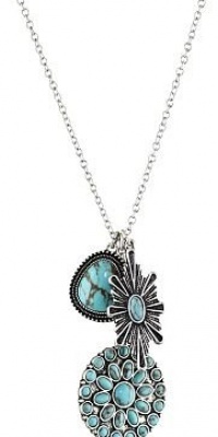Lucky Brand Necklace, Silver-Tone 22 Turquoise Set Stone Disk Necklace Lucky Brand Necklace, Silver-Tone 22 Turquoise Set Stone Disk Necklace