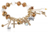 Betsey Johnson Iconic Summer Metallics Cross Multi-Charm Half Stretch Bracelet, 7.5 Betsey Johnson Iconic Summer Metallics Cross Multi-Charm Half Stretch Bracelet, 7.5