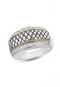 Effy Jewlery Balissima Silver & 18K Gold Diamond Ring, .19 TCW Ring size 7
