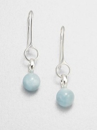 From the Sphere Collection. Sculptural silver loops hold gently hued spheres of aquamarine in this graceful design.AquamarineSterling silverDrop, about 1¾Ear wireImported From the Sphere Collection. Sculptural silver loops hold gently hued spheres of aquamarine in this graceful design.AquamarineSterling silverDrop, about 1¾Ear wireImported