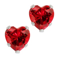 3.00 Ct .925 Sterling Silver Red Garnet CZ Heart Shape Stud Earrings 6mm 3.00 Ct .925 Sterling Silver Red Garnet CZ Heart Shape Stud Earrings 6mm