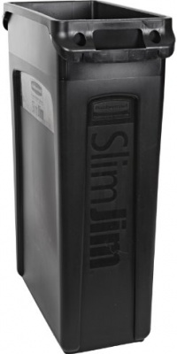 Rubbermaid Commercial Executive Series FG354060BLA 32-Gallon Slim Jim Waste Receptacle with Venting Channels, Rectangular, 11 Width x 22 Depth x 30 Height Rubbermaid Commercial Executive Series FG354060BLA 32-Gallon Slim Jim Waste Receptacle with Venting Channels, Rectangular, 11 Width x 22 Depth x 30 Height