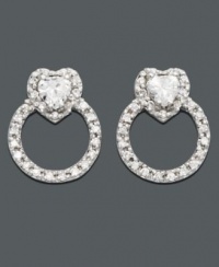 B. Brilliant 18K Gold Over Sterling Silver Heart and Circle Stud Earrings B. Brilliant 18K Gold Over Sterling Silver Heart and Circle Stud Earrings