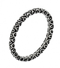 Antique Look Decorated Swirl Pattern Sterling Silver Stackable Band Ring Antique Look Decorated Swirl Pattern Sterling Silver Stackable Band Ring