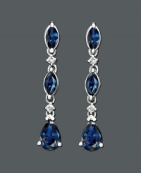 Opulent beauty. These stunning earrings feature marquise-cut sapphire (1-3/4 ct. t.w.) and diamond accents set in 14k white gold. Approximate drop: 1 inch. Opulent beauty. These stunning earrings feature marquise-cut sapphire (1-3/4 ct. t.w.) and diamond accents set in 14k white gold. Approximate drop: 1 inch.