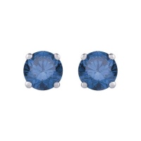 1/2 ct. Blue - I1 Round Brilliant Cut Diamond Earring Studs in 14K White Gold