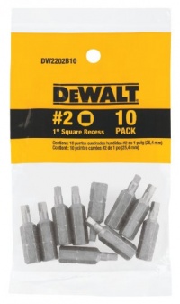 DEWALT DW2202B10 #2 Square Recess 1-Inch Bit Tip (10-Pack)