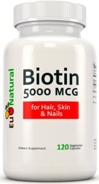 Biotin 5000 mcg, 120 Vegetarian Capsules (Extra Strength for Hair Growth, Skin, and Nails)