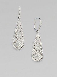 Encrusted with dazzling pavé stones, this elegant design will add interest to any look. Rhodium plated brassCrystalsLength, about 1¼Hinged hook backImported Encrusted with dazzling pavé stones, this elegant design will add interest to any look. Rhodium plated brassCrystalsLength, about 1¼Hinged hook backImported