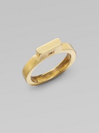 A square-edged golden ring has a modern air, with a tab extension set with a sparkling diamond.Diamonds, .16 tcwBrassImported A square-edged golden ring has a modern air, with a tab extension set with a sparkling diamond.Diamonds, .16 tcwBrassImported