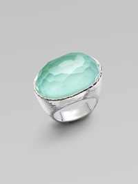 From the Wonderland Collection. A substantial faceted oval of clear quartz with an under layer of soft aqua sits within a band of hammered sterling silver.Clear quartz with aqua accent Sterling silver Width, about 1¼ Imported From the Wonderland Collection. A substantial faceted oval of clear quartz with an under layer of soft aqua sits within a band of hammered sterling silver.Clear quartz with aqua accent Sterling silver Width, about 1¼ Imported