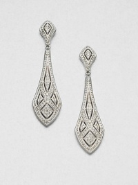 An elegant, elongated marquise shape is set with shimmering crystals in drop earrings with Art Deco appeal.CrystalRhodium platingDrop, about 2¼Post backImported