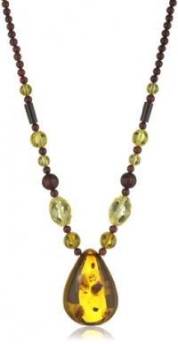 Multicolor Amber Faceted Bead Necklace with Honey Amber Pendant Necklace , 18 Multicolor Amber Faceted Bead Necklace with Honey Amber Pendant Necklace , 18