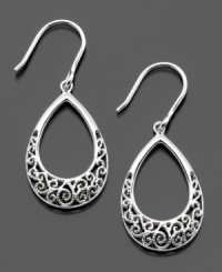 Define your look with these trendy earrings crafted in sterling silver featuring elaborate openwork. Approximate drop: 1-1/4 inches. Define your look with these trendy earrings crafted in sterling silver featuring elaborate openwork. Approximate drop: 1-1/4 inches.