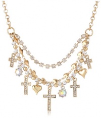 Betsey Johnson Iconic Summer Metallics Cross Necklace, 19