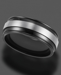 Classic stripes in modern black titanium. This ring by Triton features an 8 mm band. Sizes 8-15. Classic stripes in modern black titanium. This ring by Triton features an 8 mm band. Sizes 8-15.