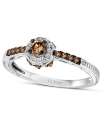 Slip on a diminutive element of sparkle. Le Vian's thin ring features round-cut chocolate diamonds (1/4 ct. t.w.) and petite diamond accents in 14k white gold. Size 7. Slip on a diminutive element of sparkle. Le Vian's thin ring features round-cut chocolate diamonds (1/4 ct. t.w.) and petite diamond accents in 14k white gold. Size 7.