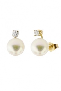 Effy Jewlery 14K Yellow Gold Diamond Pearl Earrings, .50 TCW Effy Jewlery 14K Yellow Gold Diamond Pearl Earrings, .50 TCW