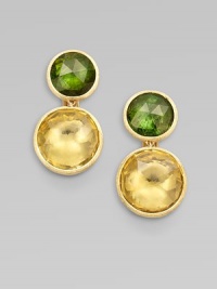 From the Jaipur Collection. A beautiful blend of faceted peridot and green tourmaline stones set in radiant, textured 18k gold. 18k goldPeridot and green tourmalineDrop, about 1¼Pierce Omega clip backMade in Italy From the Jaipur Collection. A beautiful blend of faceted peridot and green tourmaline stones set in radiant, textured 18k gold. 18k goldPeridot and green tourmalineDrop, about 1¼Pierce Omega clip backMade in Italy