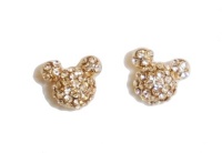 Gold Crystal Cute Mickey Mouse Stud Earrings