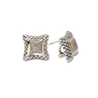 925 Silver & Diamond Contemporary-Style Earrings with 18k Gold Accents (0.25ctw) 925 Silver & Diamond Contemporary-Style Earrings with 18k Gold Accents (0.25ctw)