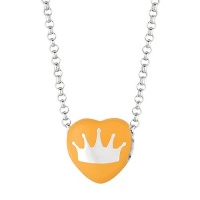 Orange Enamel Crown Sweethearts Sterling Silver Necklace, 16 Inch Orange Enamel Crown Sweethearts Sterling Silver Necklace, 16 Inch