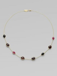 From the Modern Rock Candy® Collection. A delicately crafted design with beautiful, faceted semi-precious stones in lustrous 18k gold on a fine link chain. Ruby, garnet, onyx and rhodolite18k goldLength, about 16-18 adjustableLobster clasp closureImported 